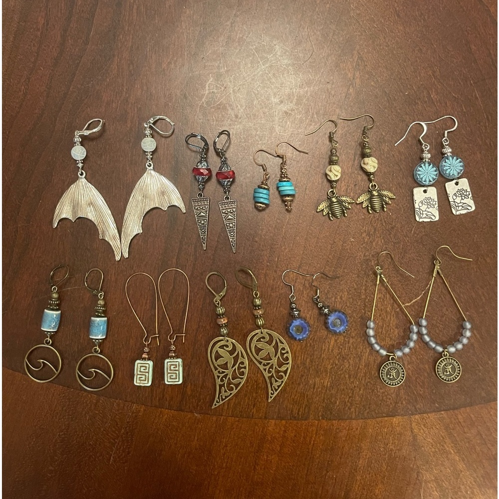 Earring Lot 10 Pair Hand Crafted Artisan Earrings Bohemian Earrings NEW # 187